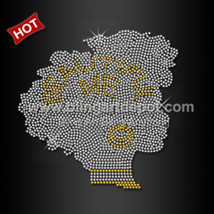 Beautiful Me Afro Girl Rhinestone Transfers Design